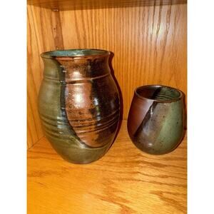 Wilson Creek Ceramic Pottery Signed Vase Set of 2 WI